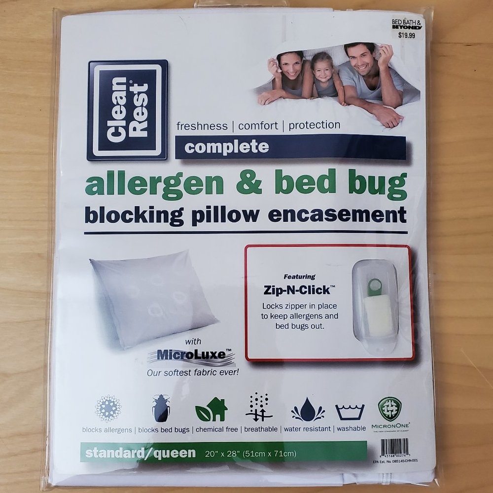 Clean Rest Complete Allergen and Bed Bug Blocking Pillow Encasement